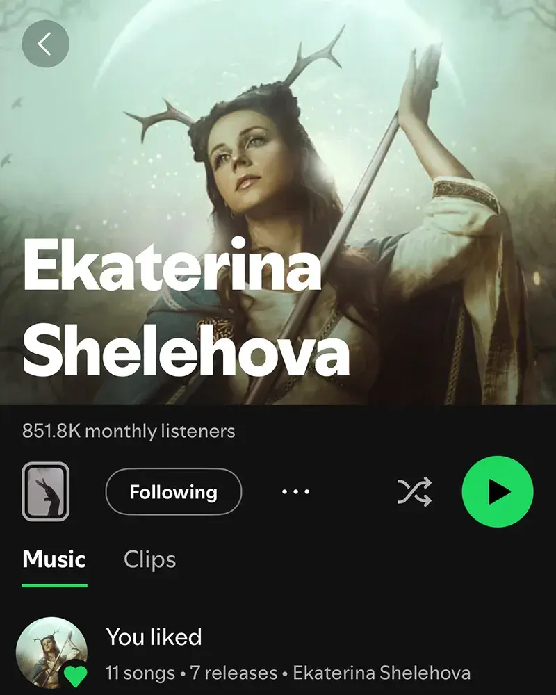 Ekaterina Shelehova Spotify profile